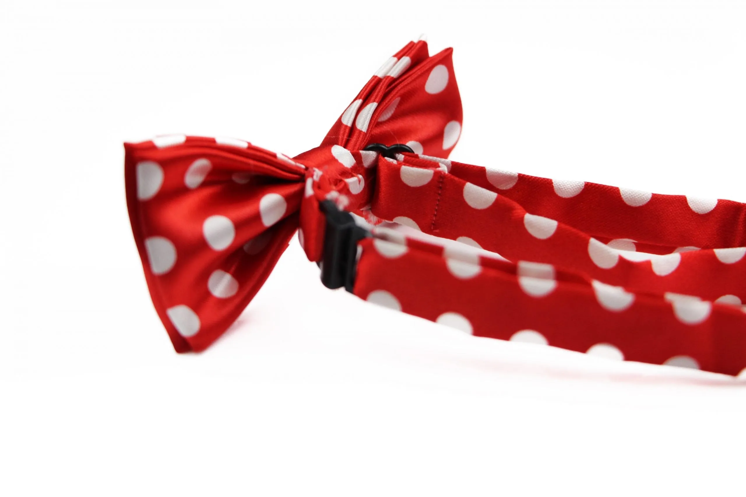 Boys Red With White Large Polka Dots Patterned Bow Tie