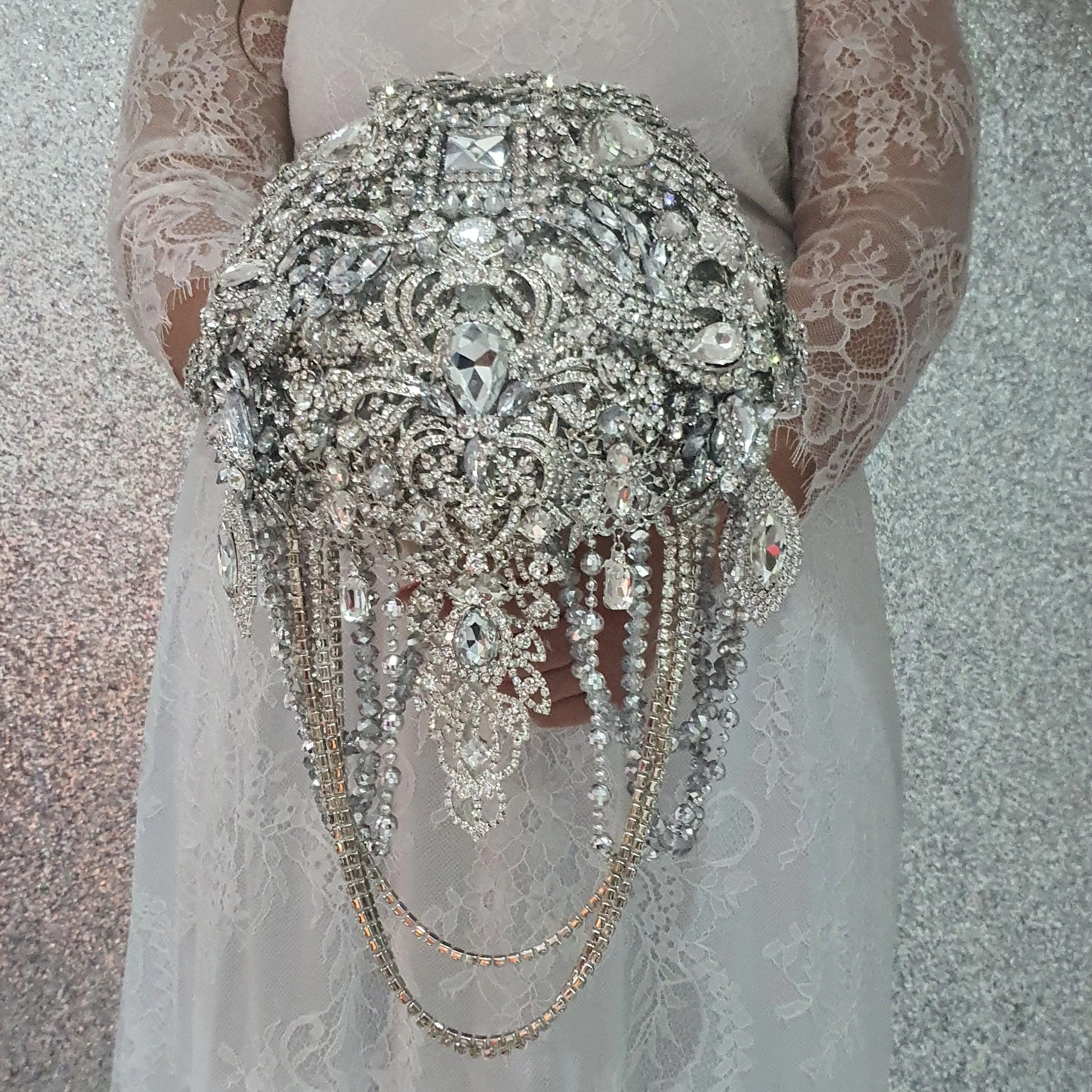 Brooch bouquet, 8 INCH Jewel crystal wedding bouquet. Crystal Bridal Brooch Bouquet, cascade Jewel bouquet by Crystal wedding uk