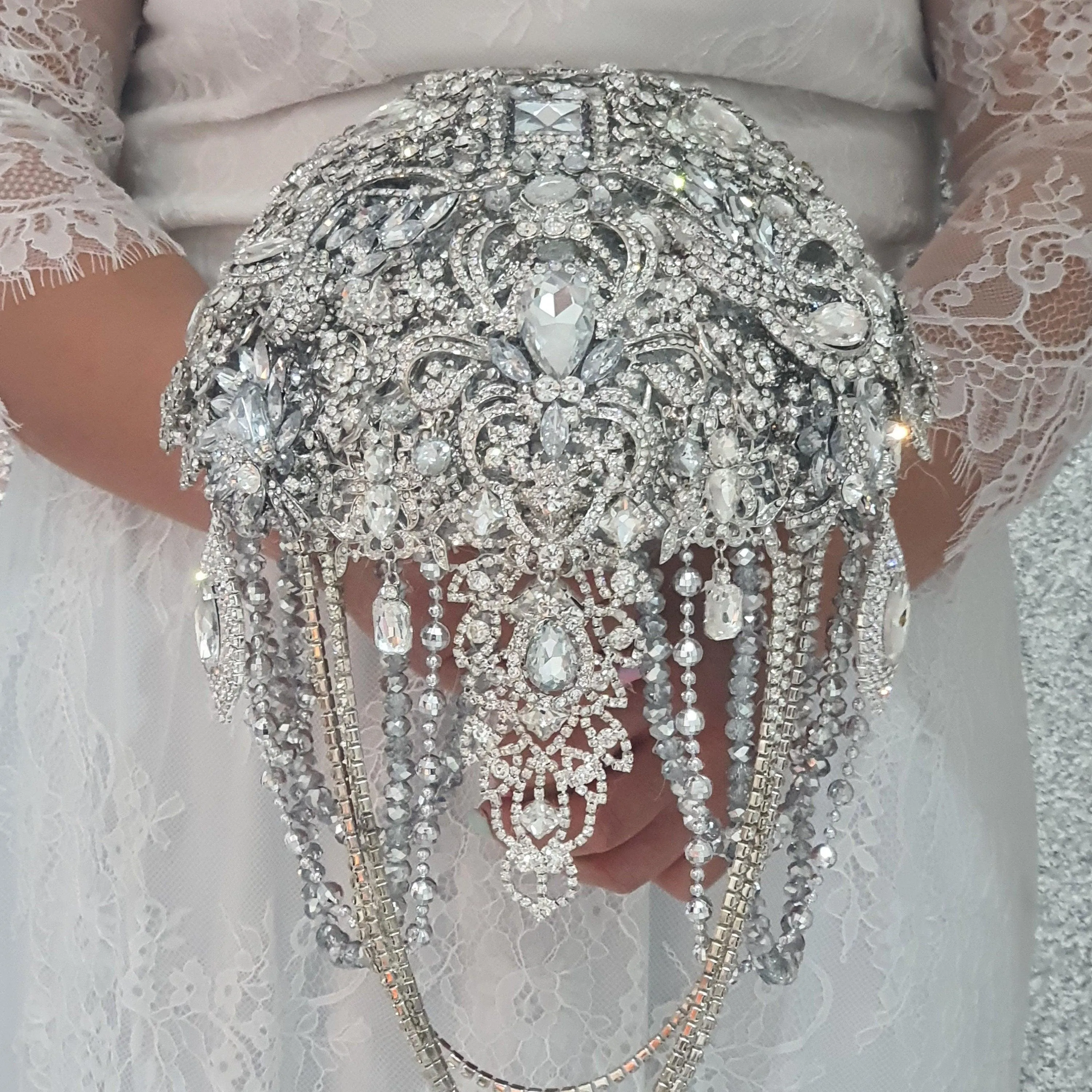 Brooch bouquet, 8 INCH Jewel crystal wedding bouquet. Crystal Bridal Brooch Bouquet, cascade Jewel bouquet by Crystal wedding uk