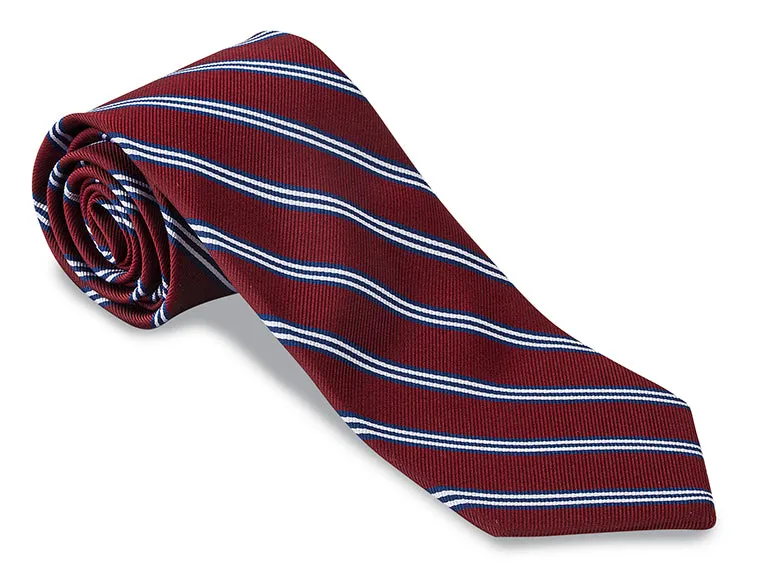 Burgundy/ Navy Brooks Striped Necktie - F1786