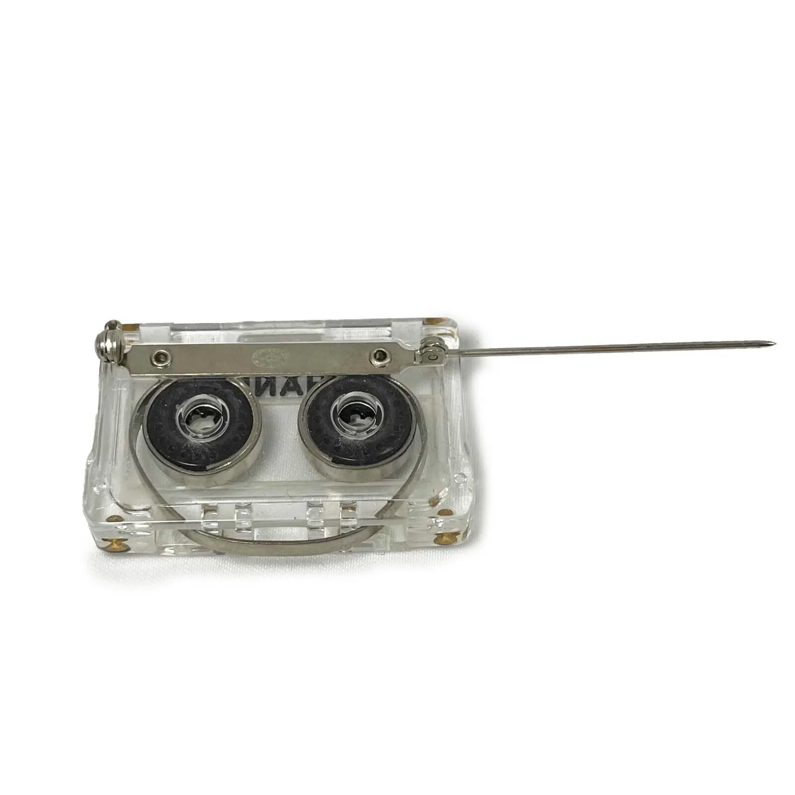 CHANEL - 04P 'CHANEL' Cassette Tape - Resin / Black Brooch