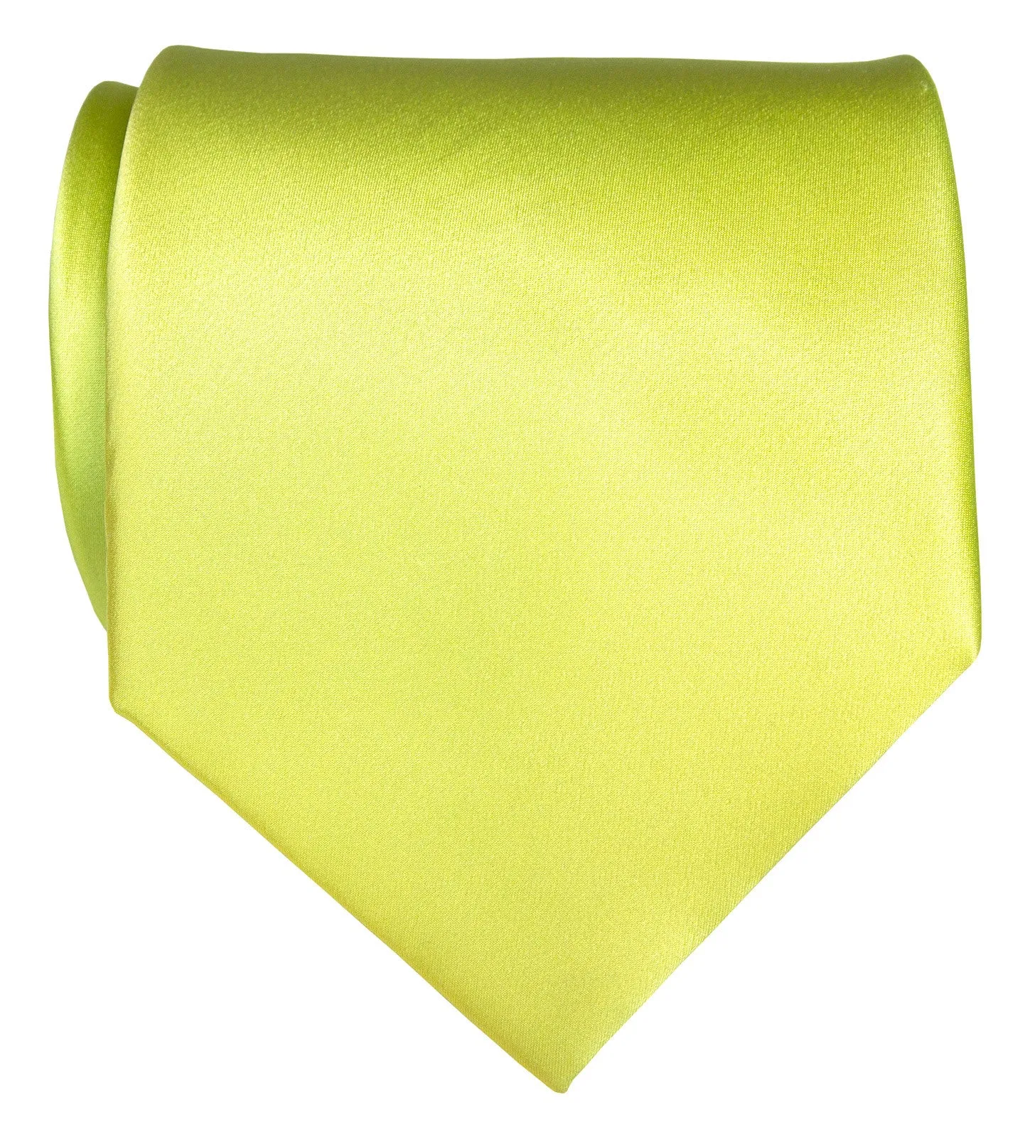 Chartreuse Necktie. Yellow-Green Solid Color Satin Finish Tie, No Print