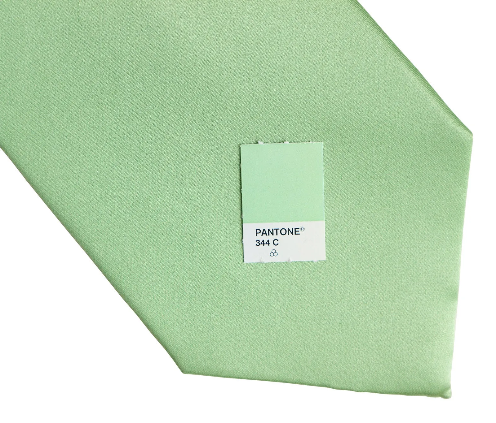 Clover Green Necktie. Solid Color Satin Finish Tie, No Print