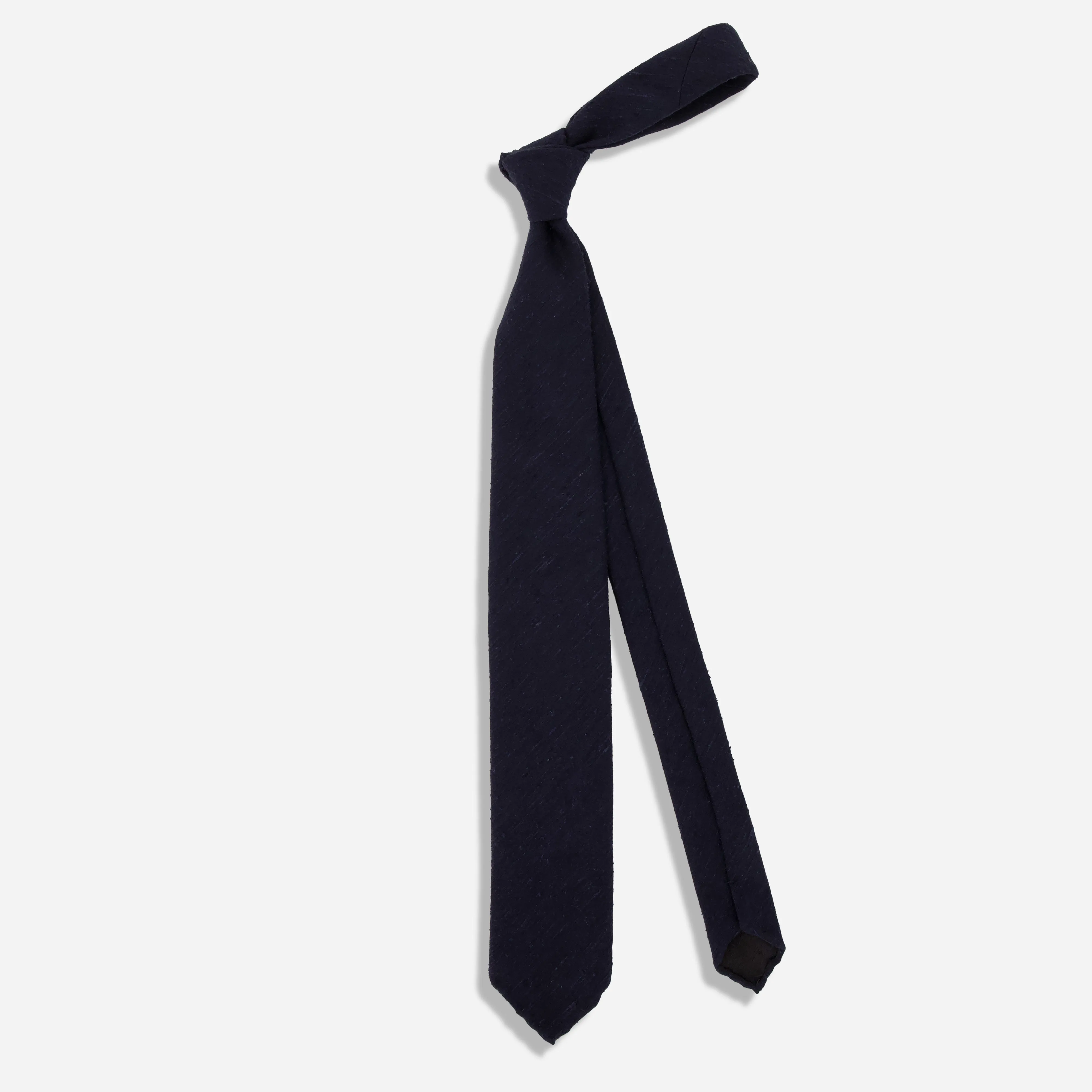 Como Solid Silk Shantung Navy Tie