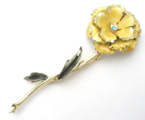 Coro Yellow Enamel Flower Brooch Pin Vintage