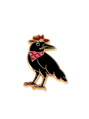 Cowboy Crow Brooch