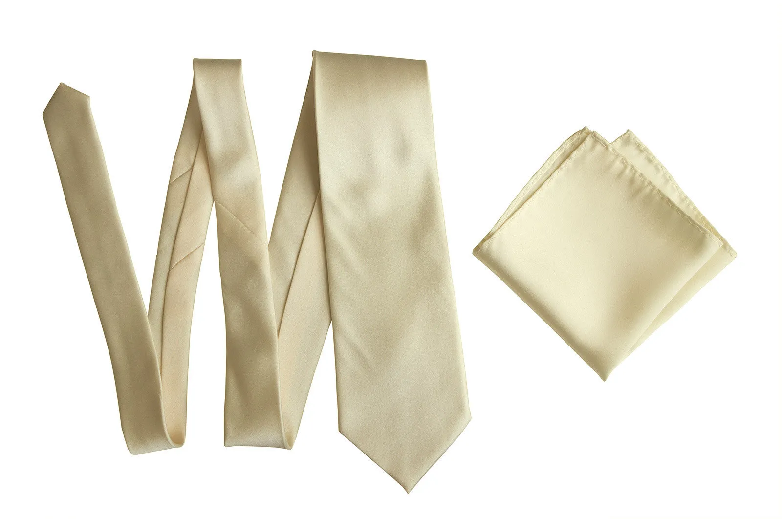 Cream Necktie. Light Tan Solid Color Satin Finish Tie, No Print