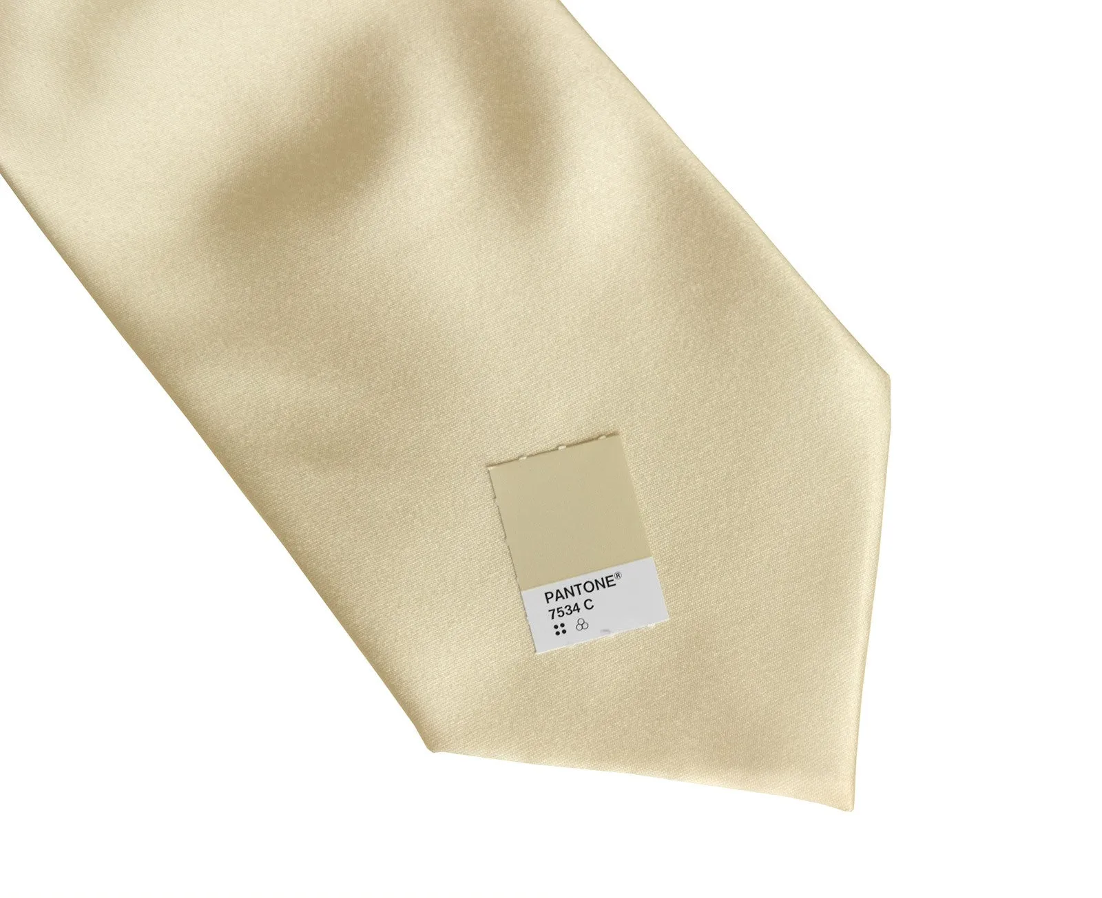 Cream Necktie. Light Tan Solid Color Satin Finish Tie, No Print