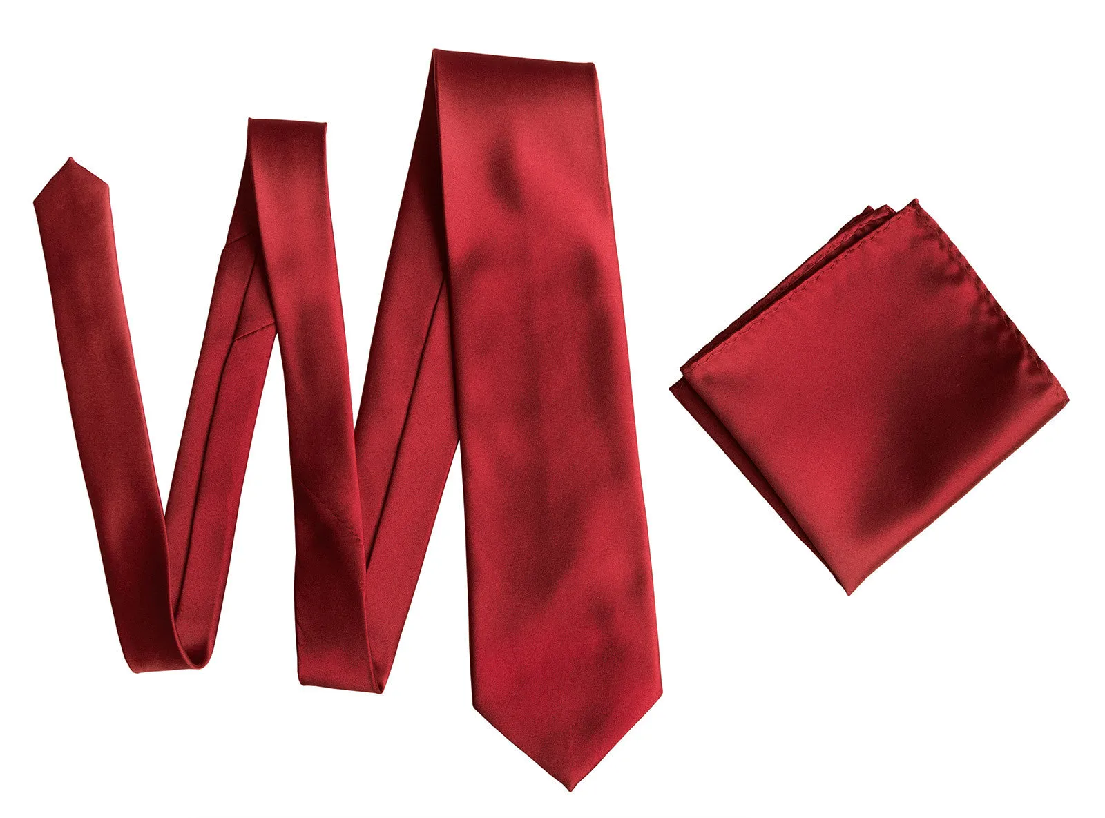 Crimson Red Necktie. Solid Color Satin Finish Tie, No Print