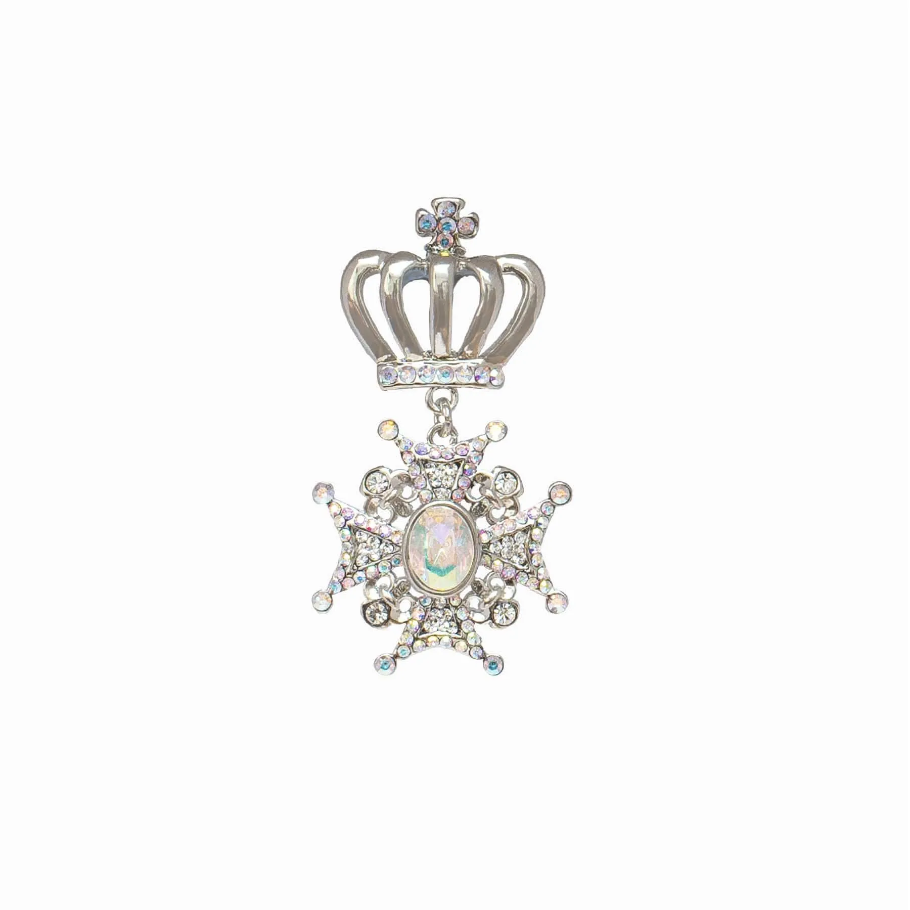 Crystal Medal & Crown Clutch Pin