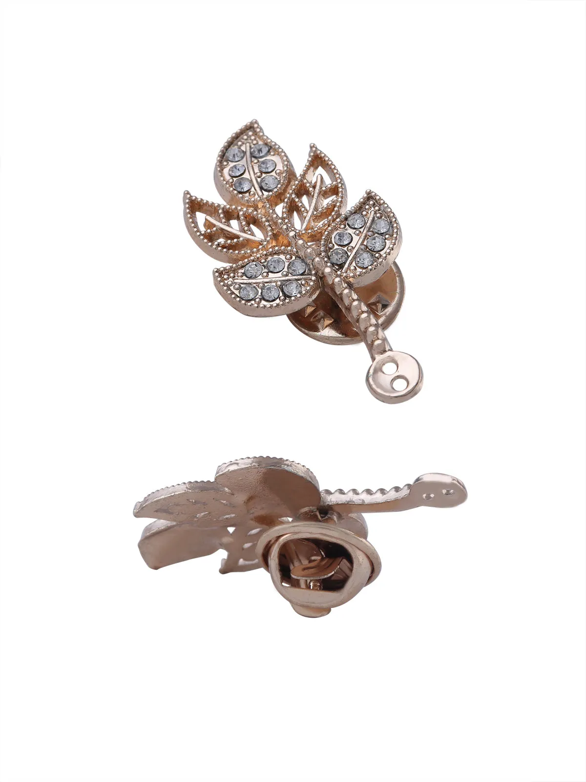 Cute Cut work Diamond Leaf Design Brooch