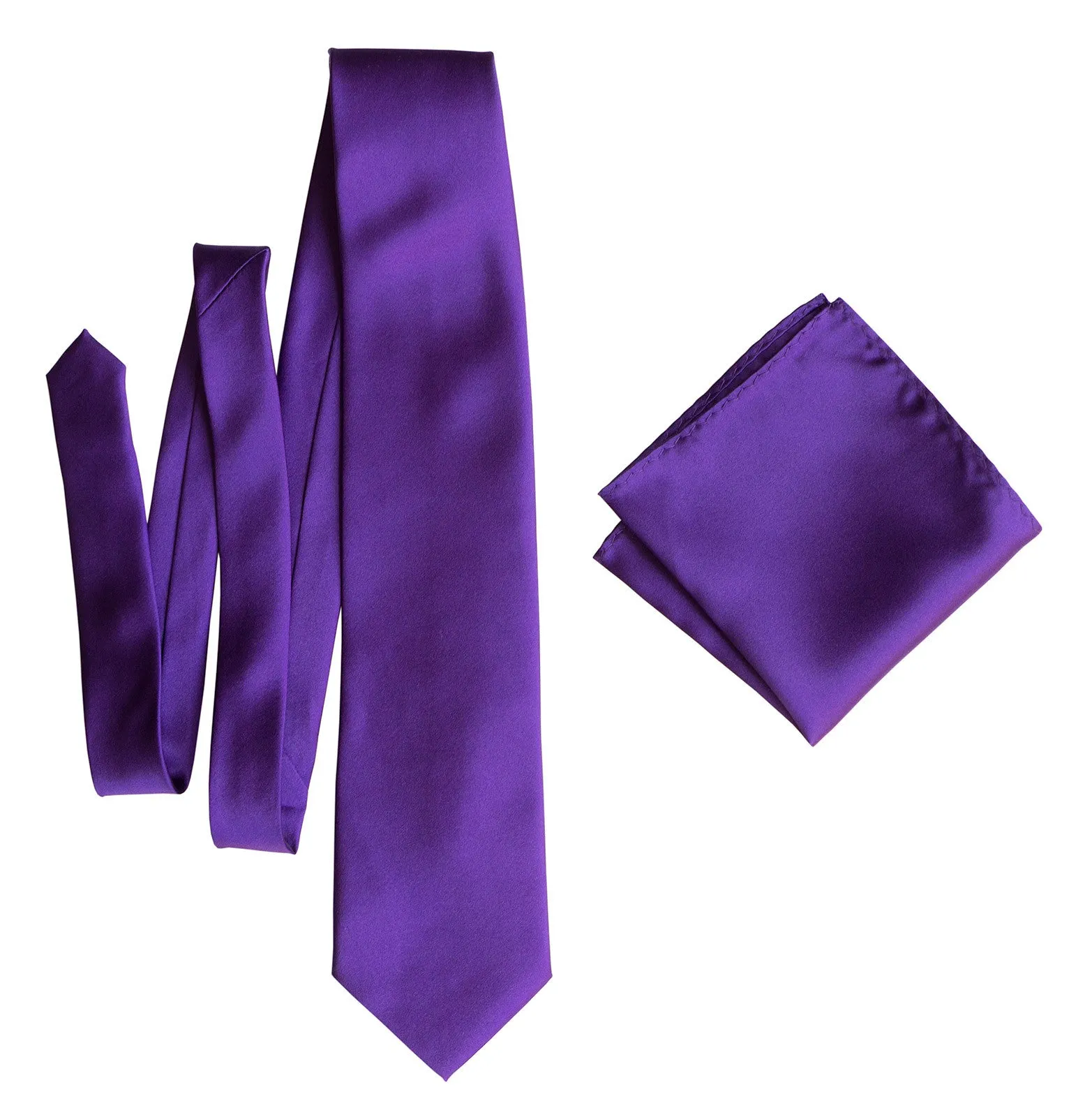 Deep Purple Necktie. Solid Color Satin Finish Tie, No Print