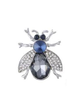 Diamond Studded Honeybee Design Silver Brooch