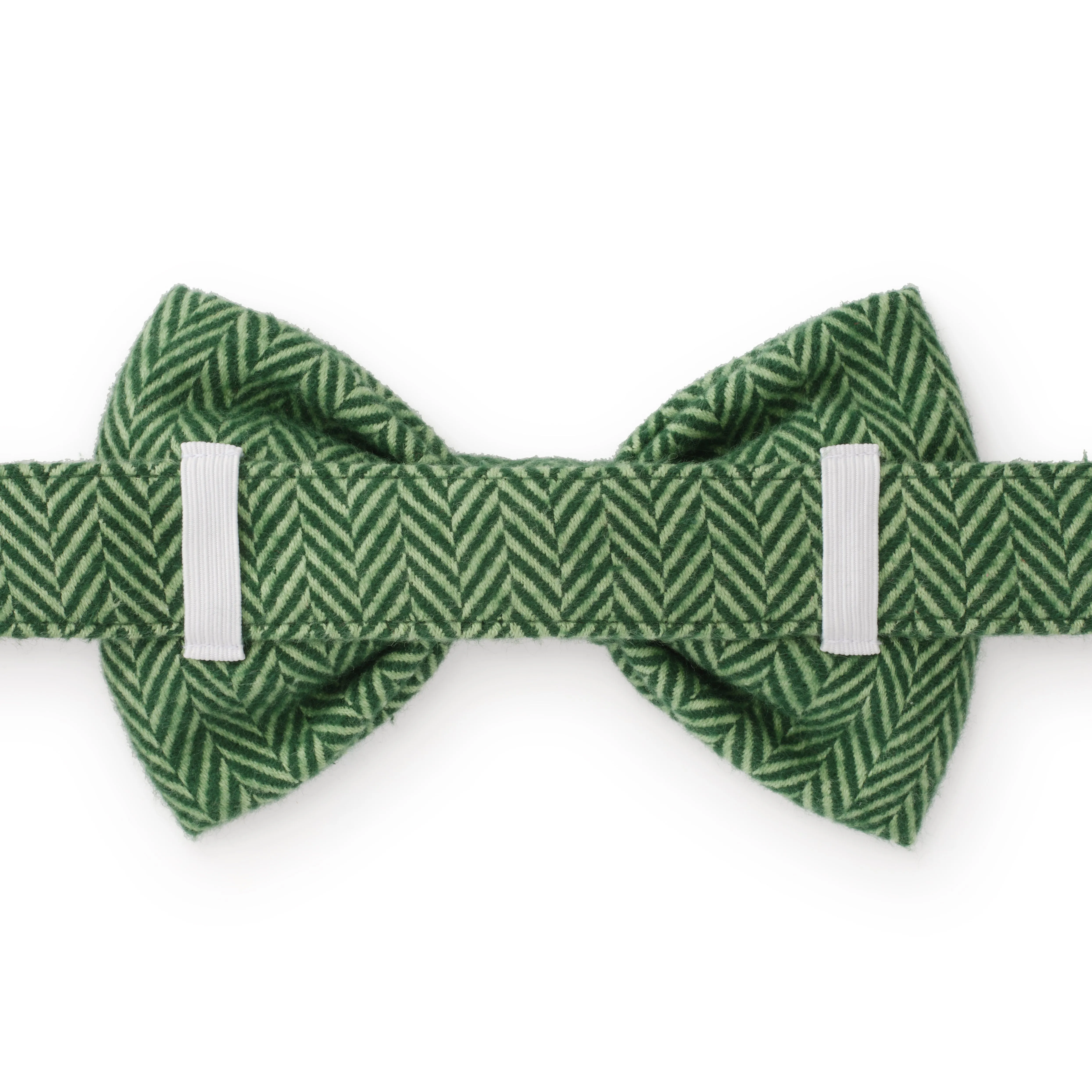 Dog and Cat Bowtie: Green Herringbone Flannel