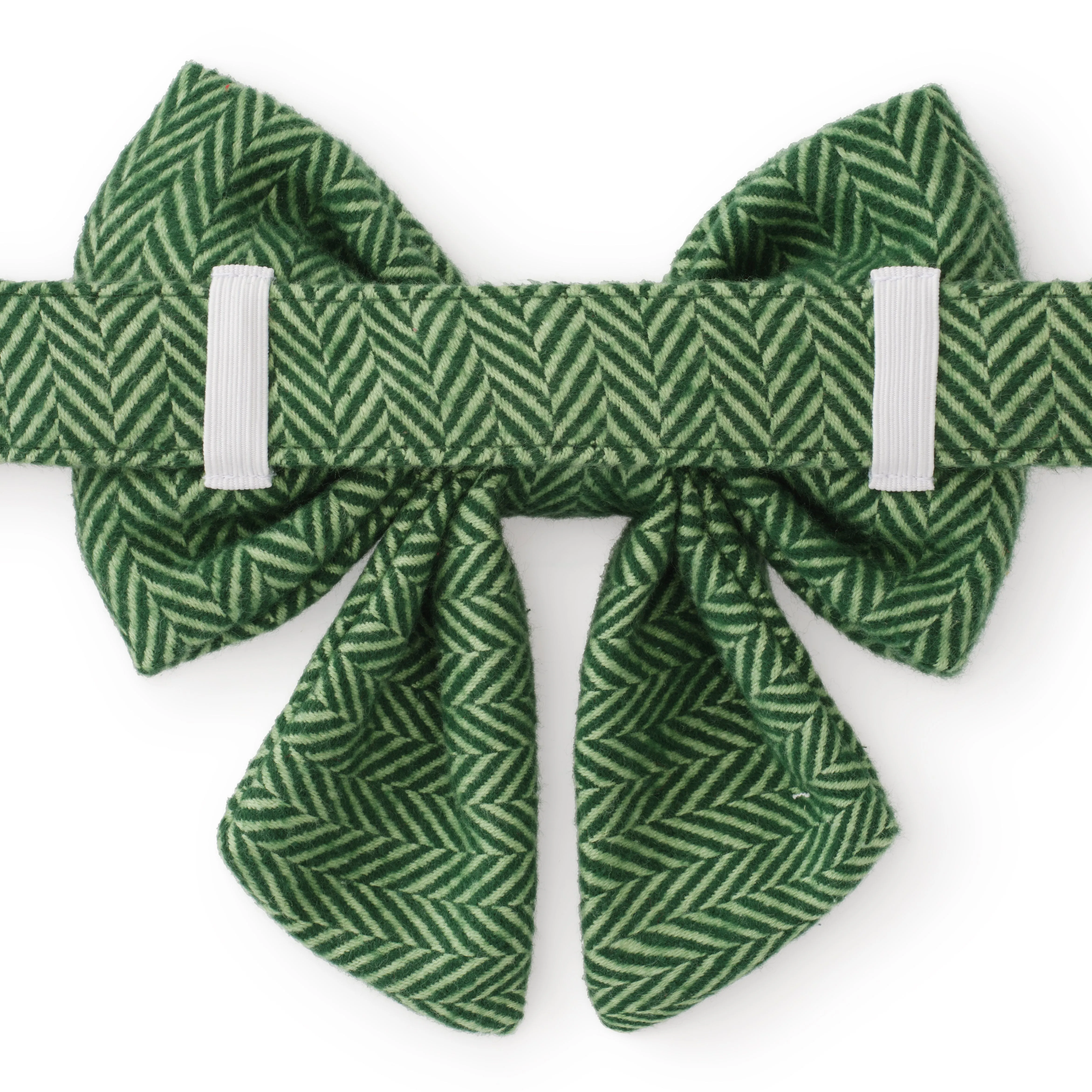 Dog and Cat Lady Bowtie: Green Herringbone Flannel