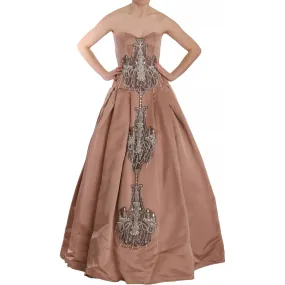 Dolce & Gabbana Crystal Pink Silk Chandelier Ball Gown Dress