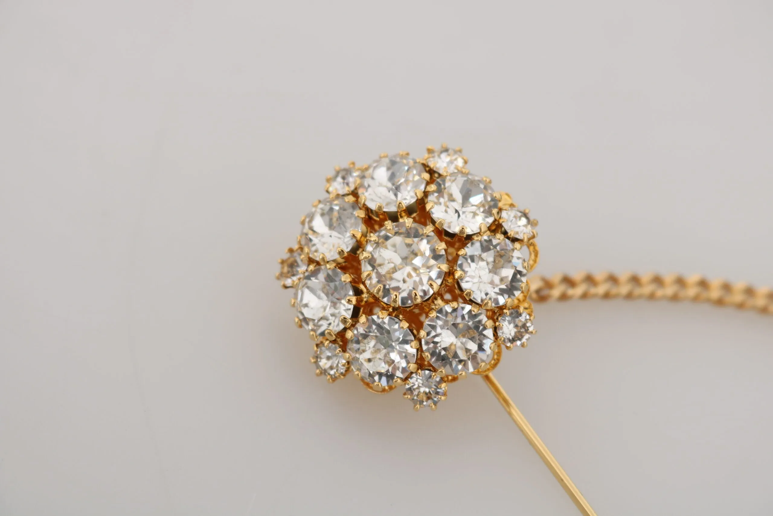 Dolce & Gabbana Exquisite Crystal-Embellished Gold Brooch