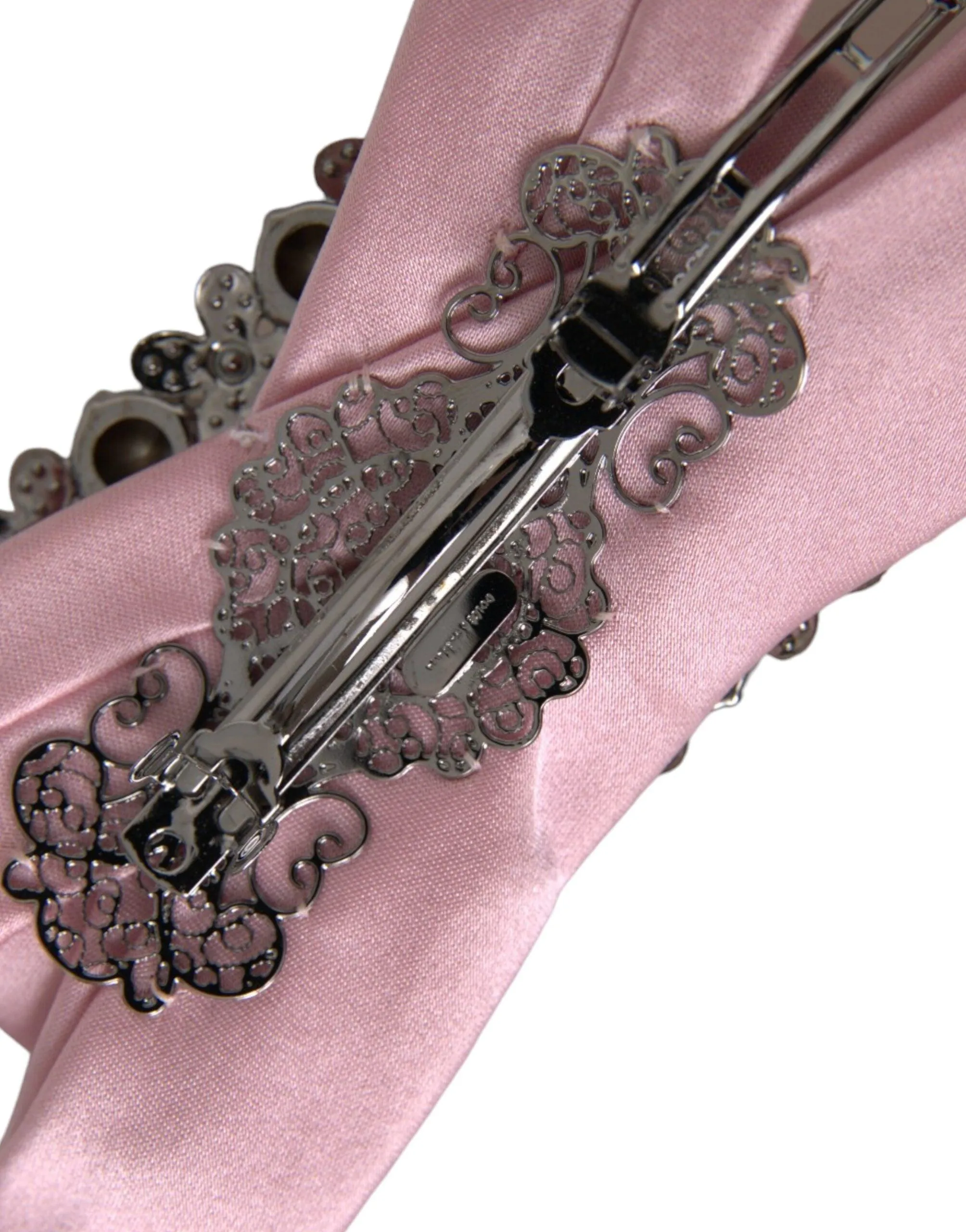 Dolce & Gabbana Pink Satin Crystal Jewelry Brooch Hair Pin