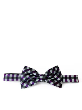 Dragonfly and Purple Plaid Silk Bow Tie