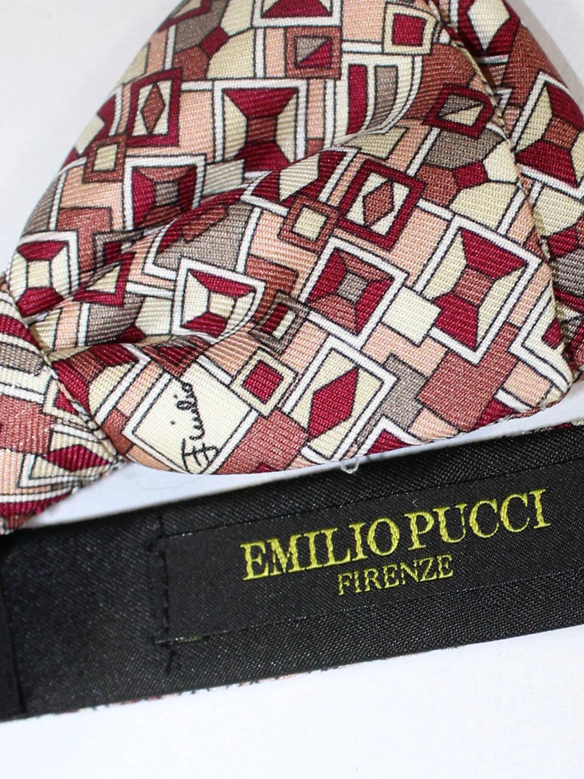 Emilio Pucci Silk Bow Tie Pink Geometric - Pre Tied