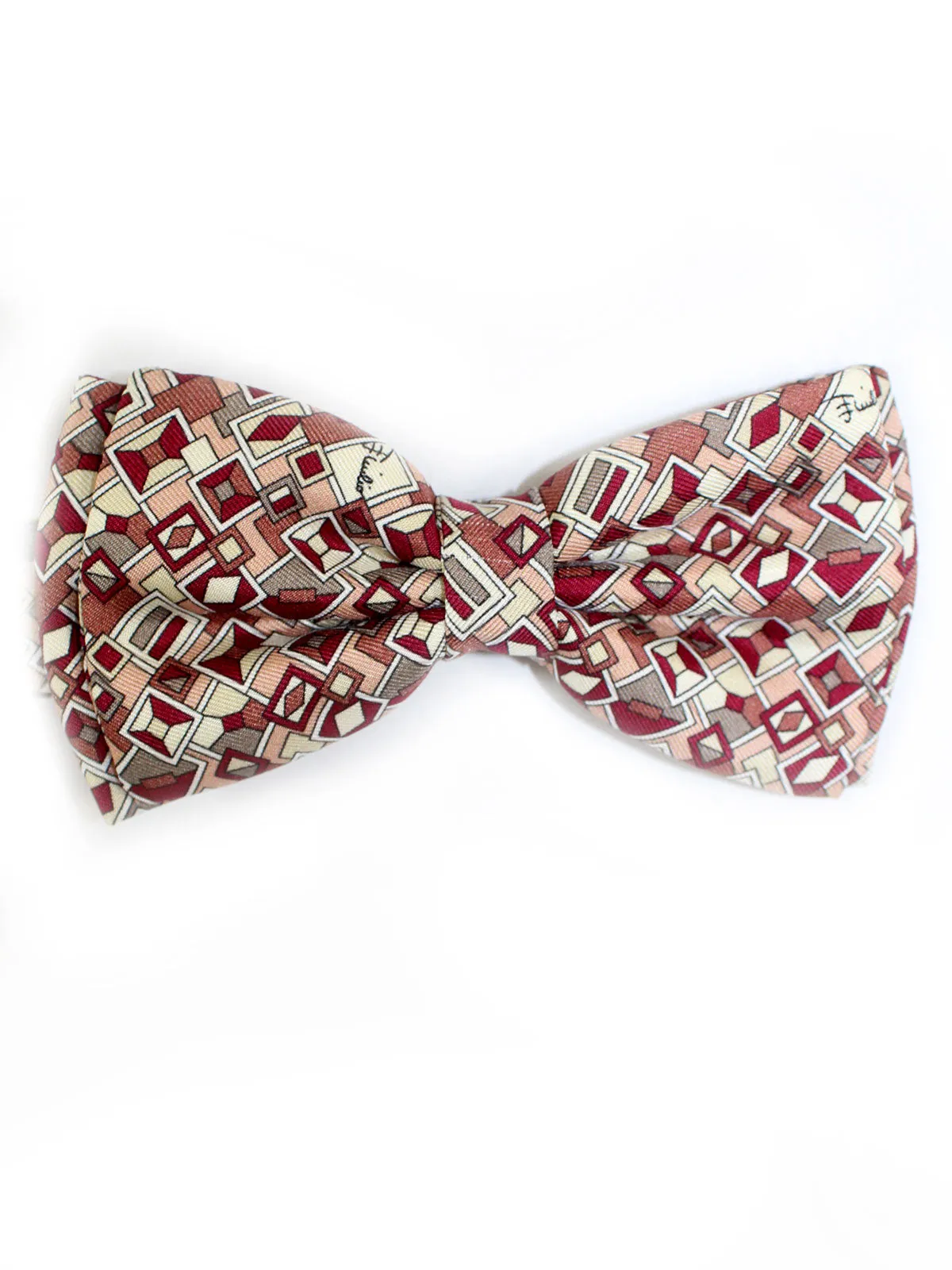 Emilio Pucci Silk Bow Tie Pink Geometric - Pre Tied