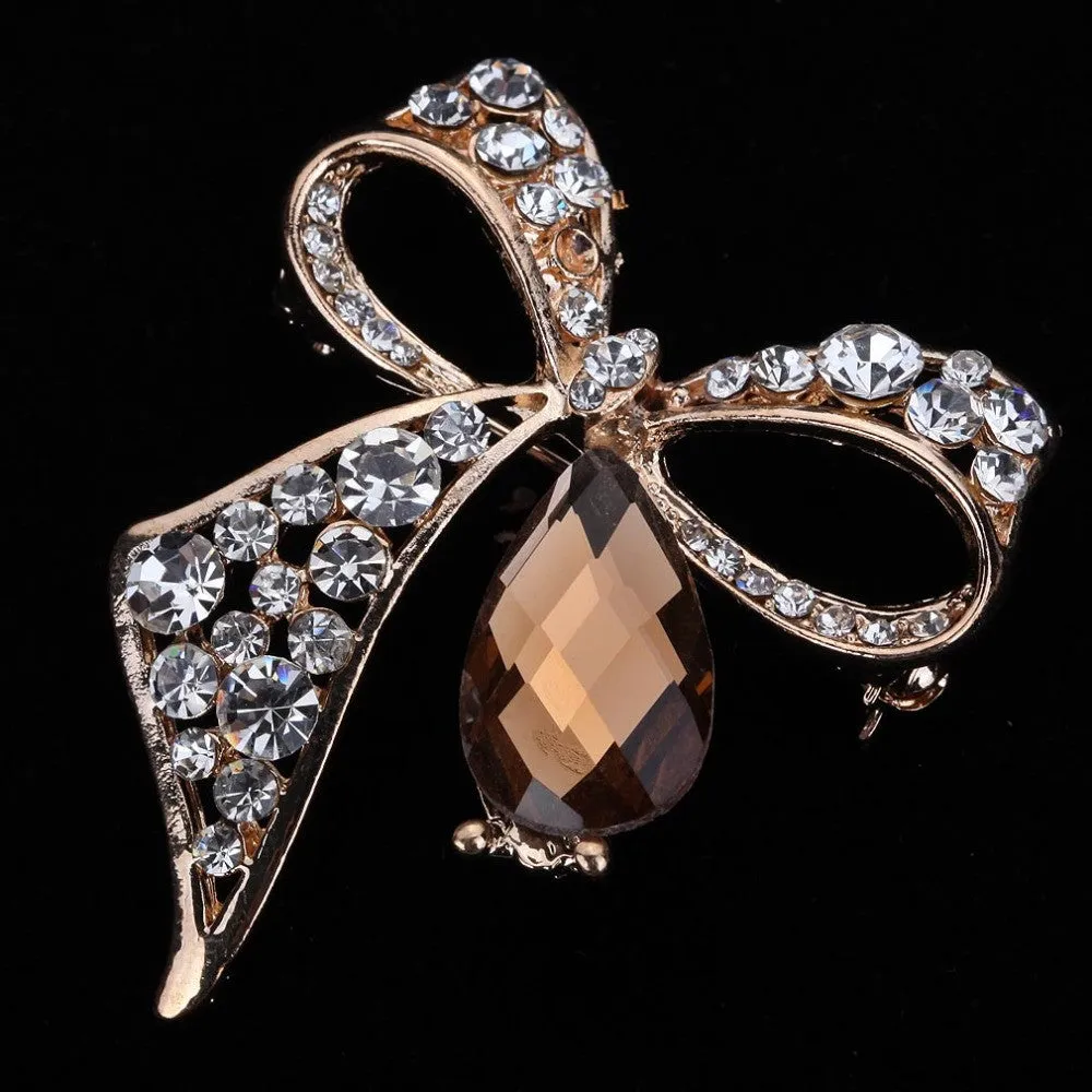 Fashion Fine Jewelry Summer style Crystal Gold Plated Brown Stone rhinestone brooches for Women