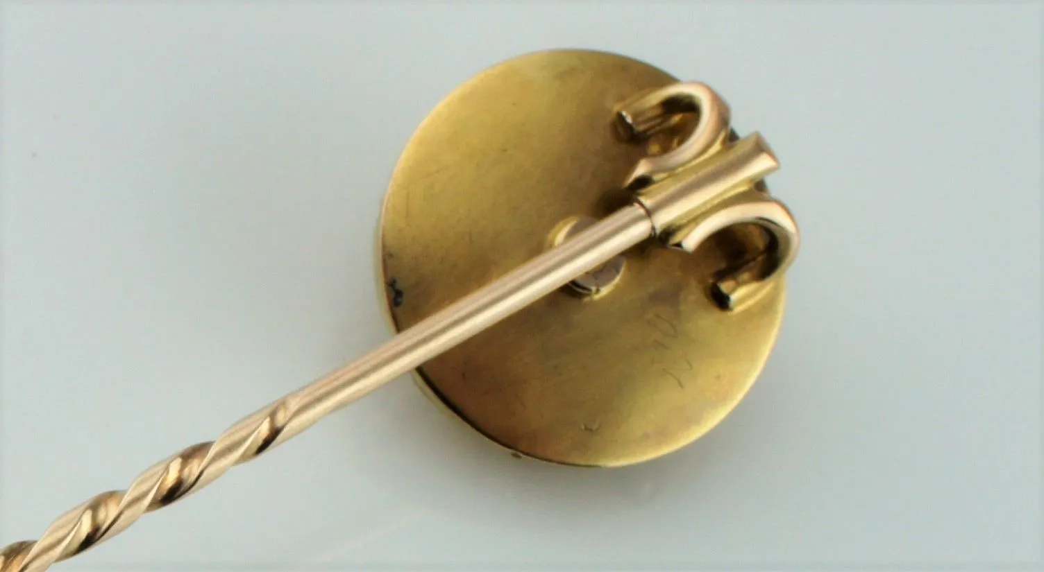 Fine Antique Victorian 9ct Gold Enamel & Pearl Stick - Tie Pin / Cravat Stick