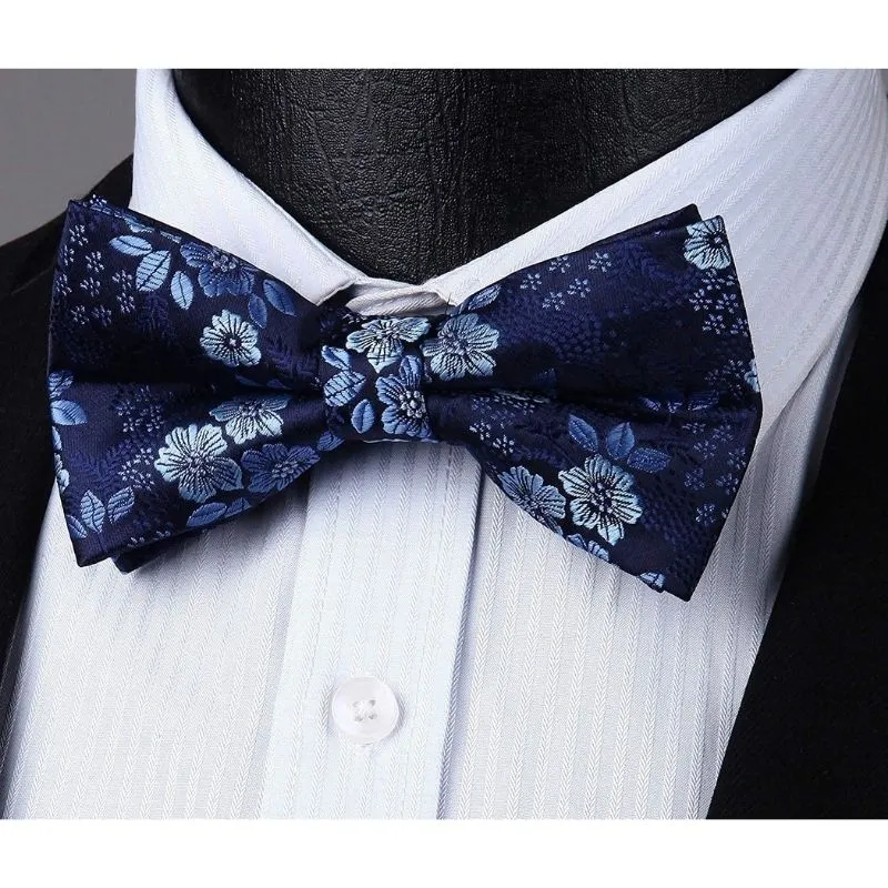 Floral Pre-Tied Bow Tie - FLORAL - BLUE