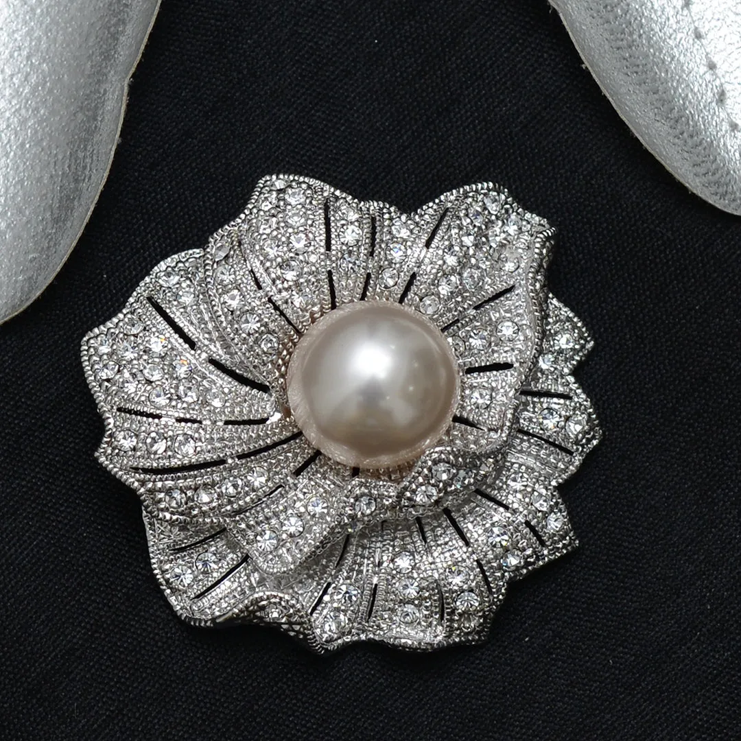 Floral Stone Studded Brooch