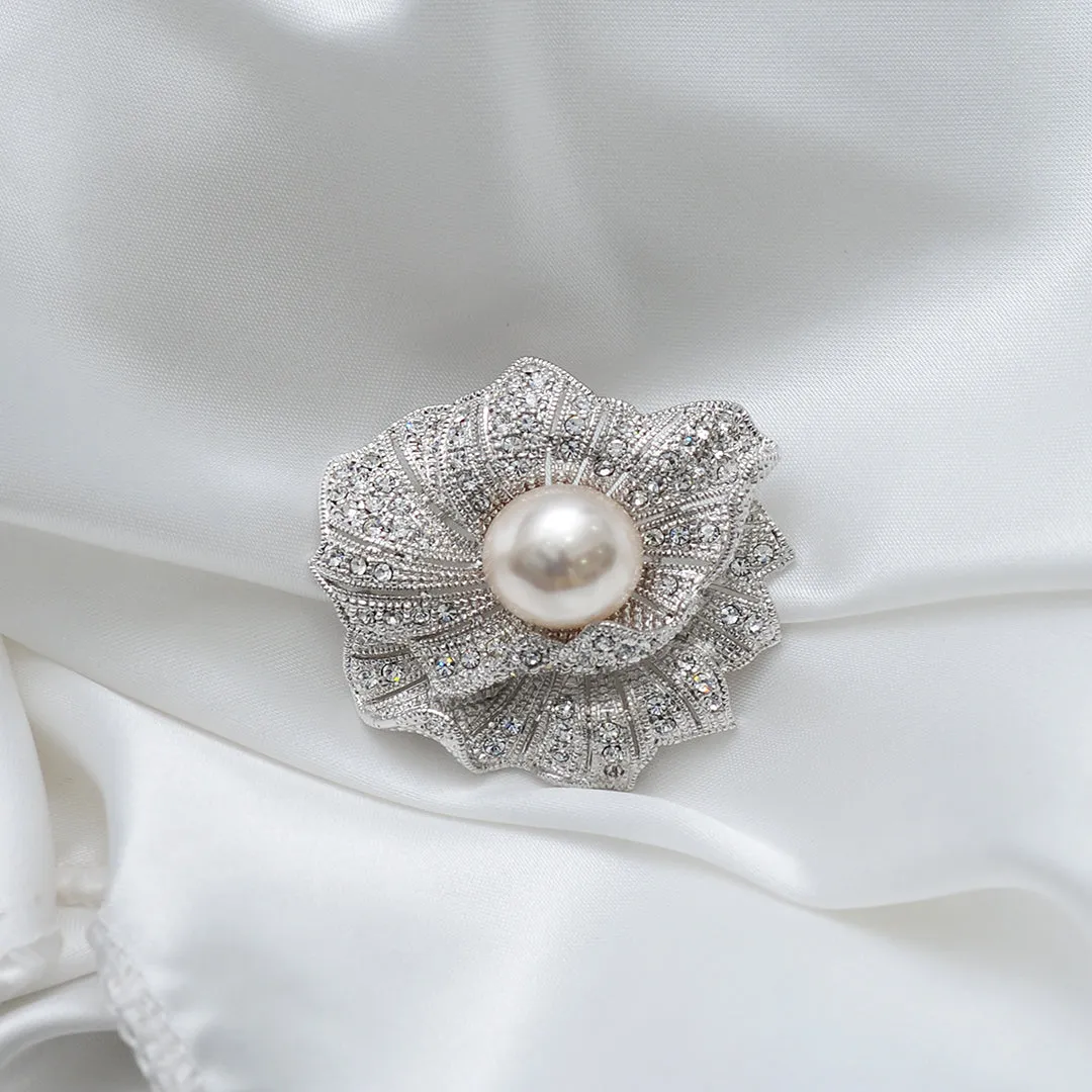 Floral Stone Studded Brooch