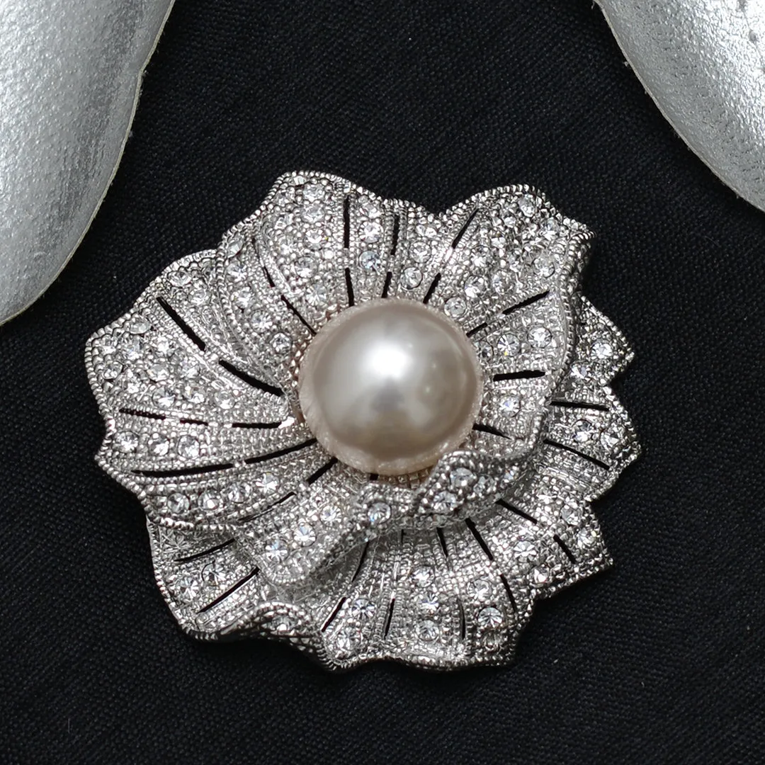 Floral Stone Studded Brooch