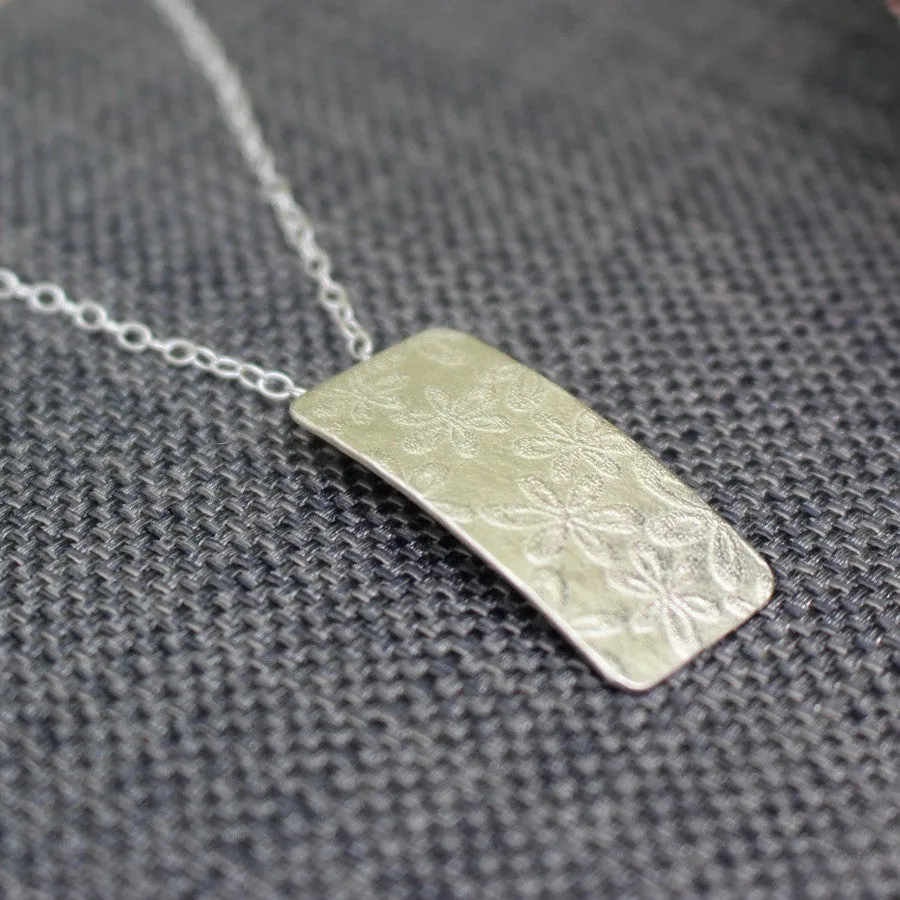 Floral Tag Silver Pendant