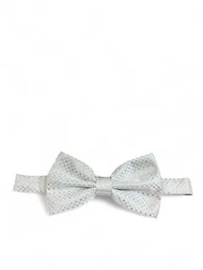 Formal White and Silver Bow Tie Set