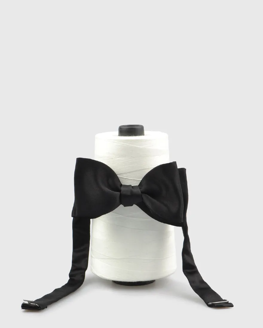 FRANCESCO TOME TYOFT-01 SELF TIE PLAIN BLACK SILK BOW