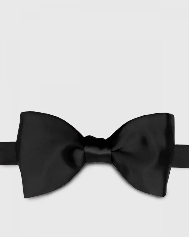 FRANCESCO TOME TYOFT-01 SELF TIE PLAIN BLACK SILK BOW