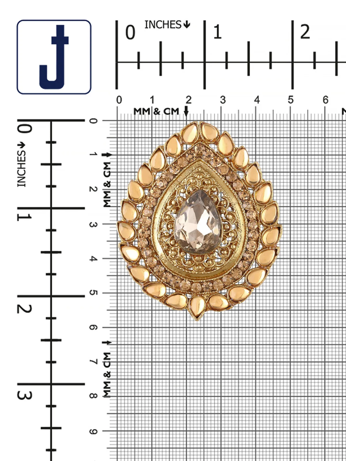 Golden Drop Design Ethnic Diamond Brooch