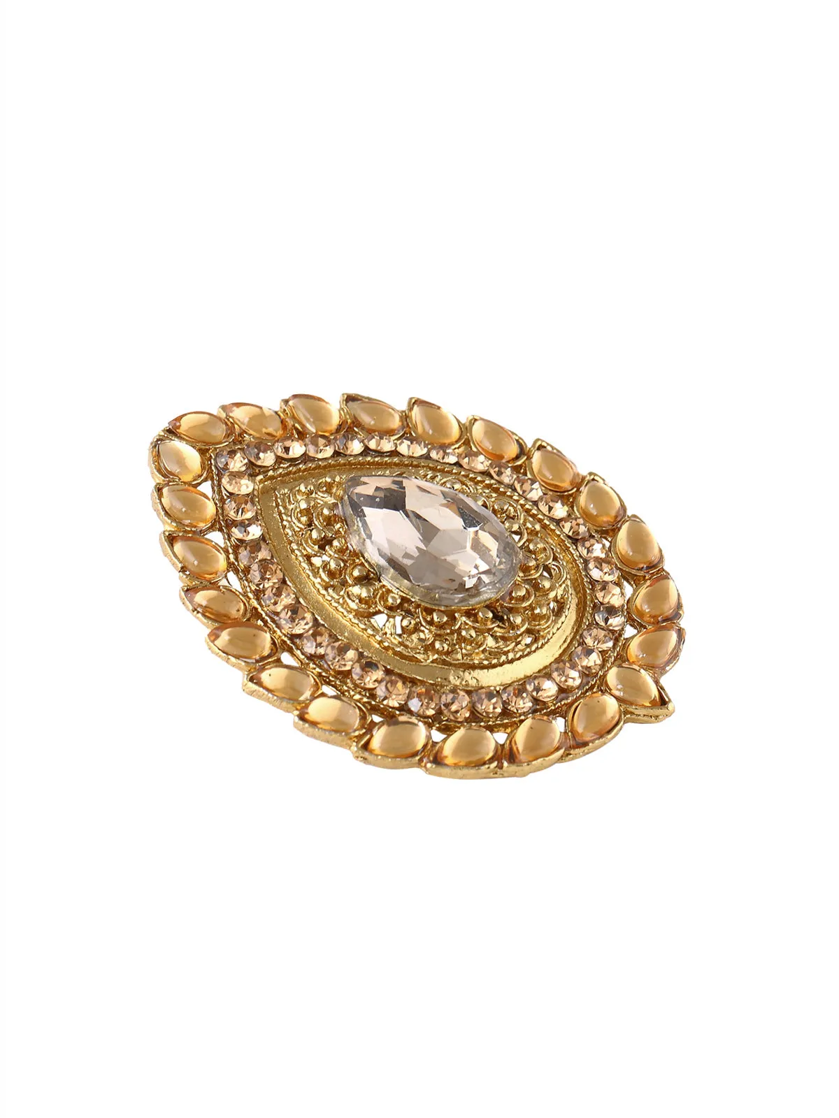 Golden Drop Design Ethnic Diamond Brooch