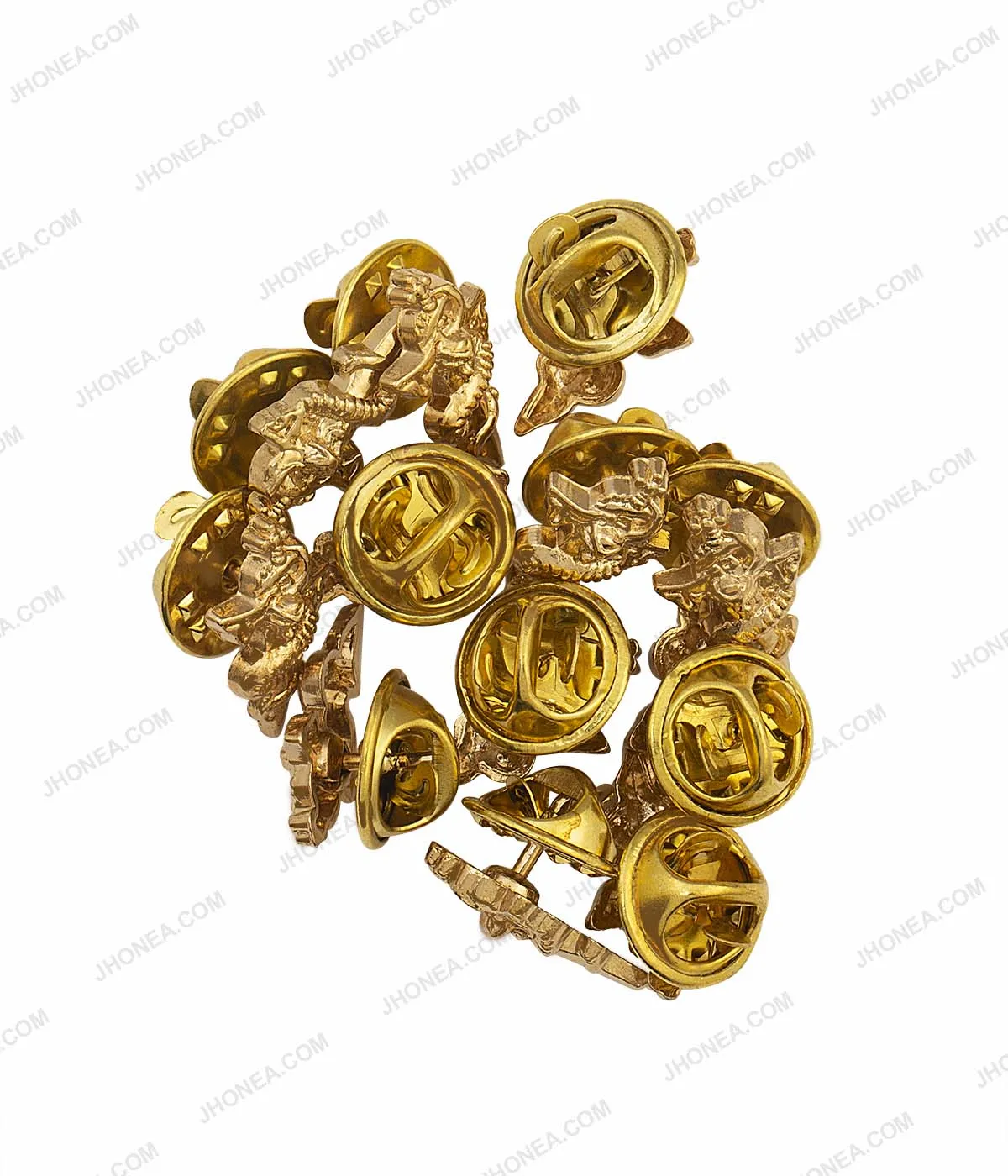 Golden Snake & Sword Motif Collar Tips Brooch