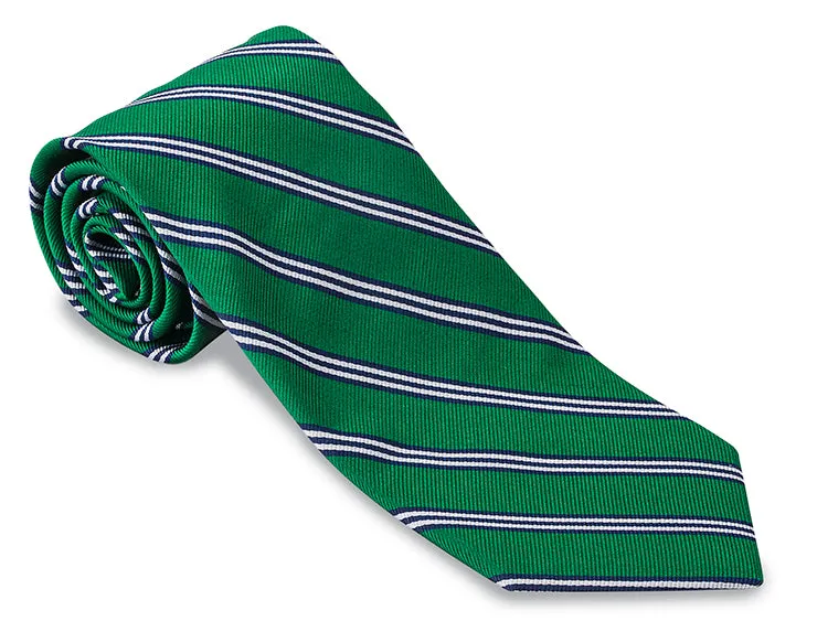 Green/ Navy Brooks Striped Necktie - F1963