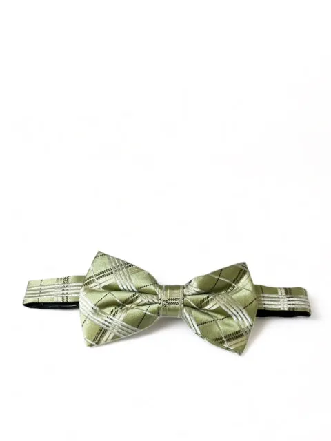 Green Plaid Silk Bow Tie