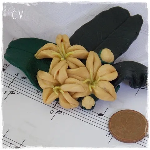 Hand Sculpted Flower Brooch