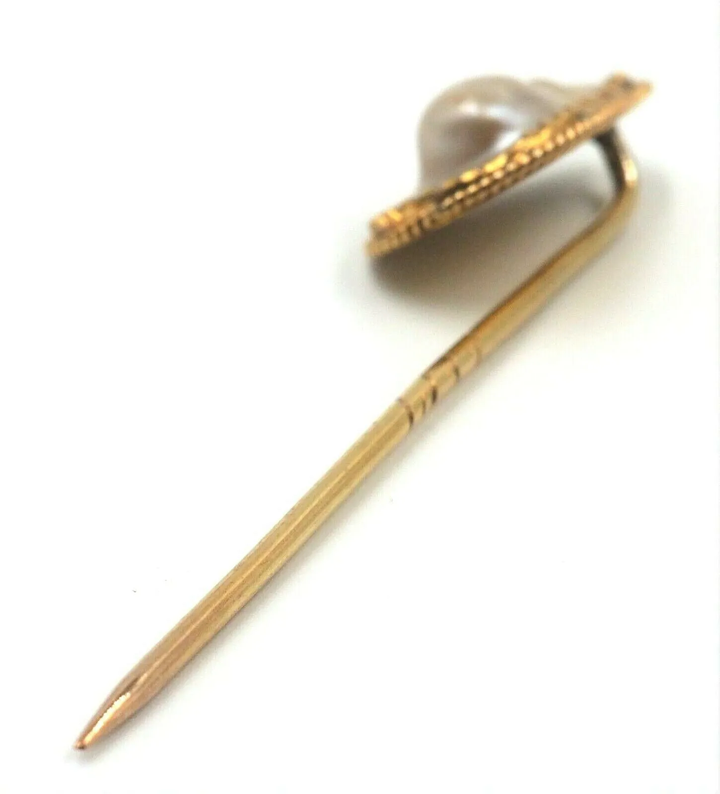 Handmade Baroque Mabe Pearl & 9ct Yellow Gold Pin Unique Vintage Fine Jewellery