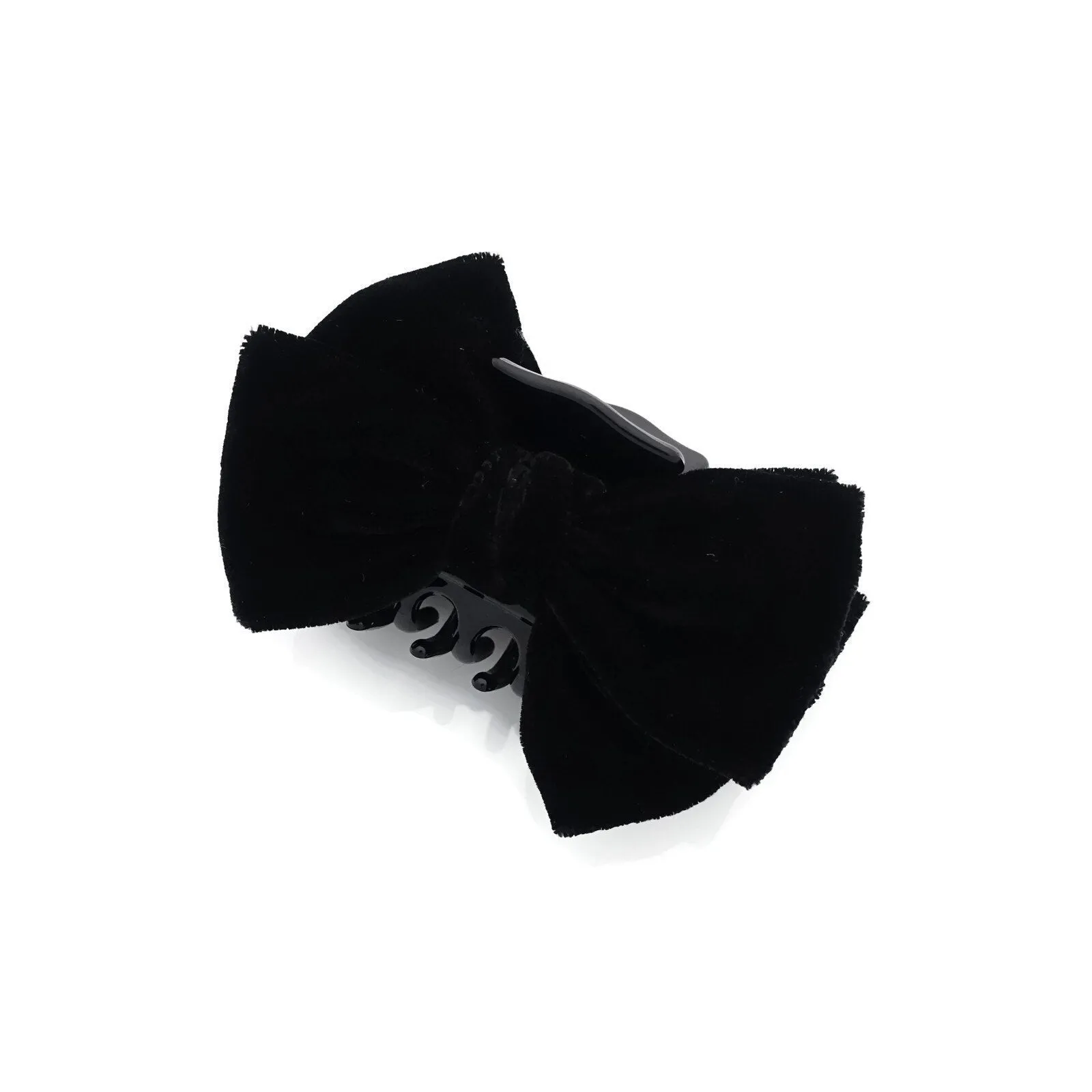 Handmade Black Silk Velvet Hair Bow Collection Claw Clip French Barrette Series Black Bow Hair Accessories