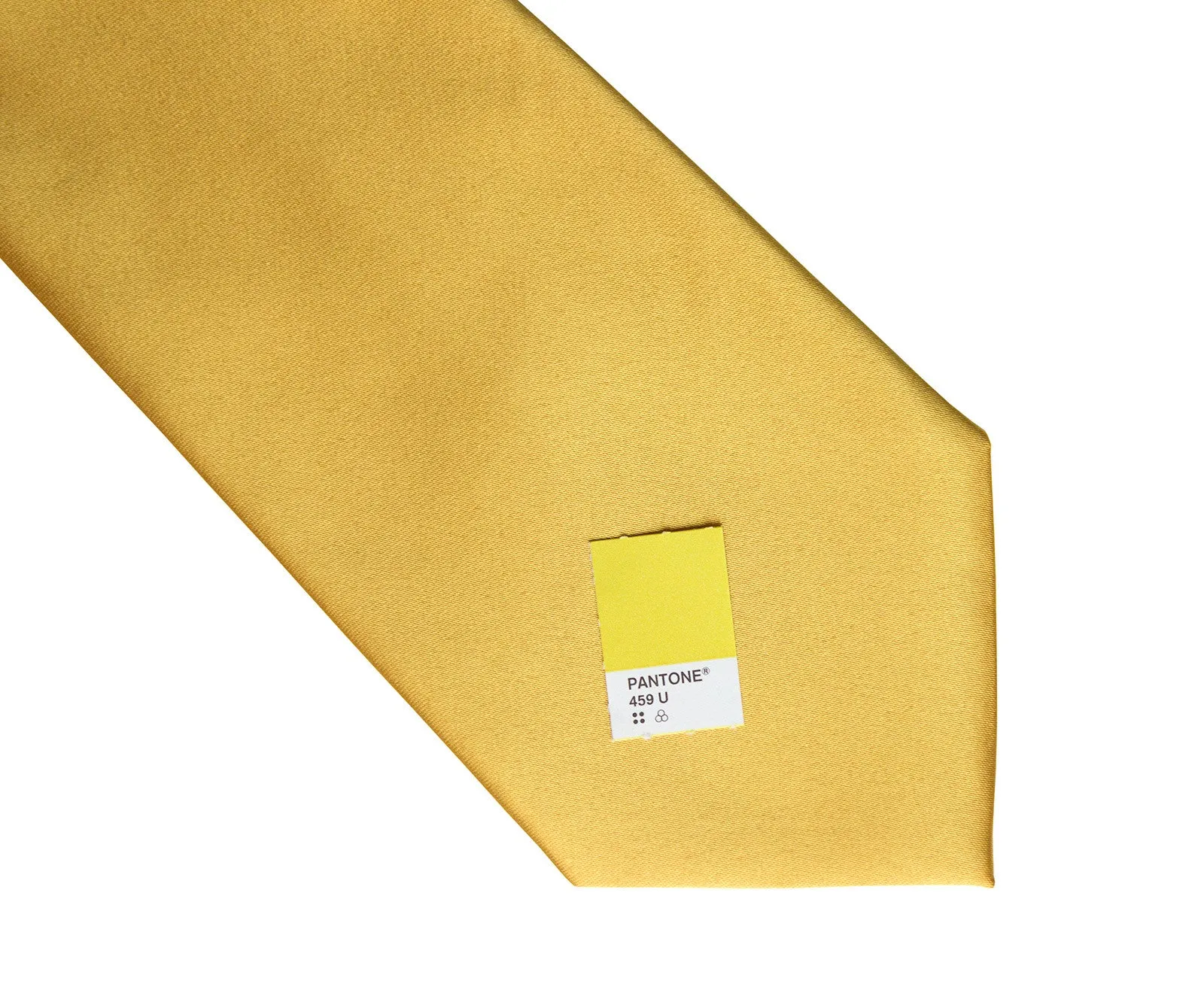 Honey Gold Necktie. Yellow Solid Color Satin Finish Tie, No Print