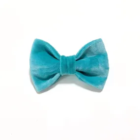 Icy Teal Velvet Bow Tie