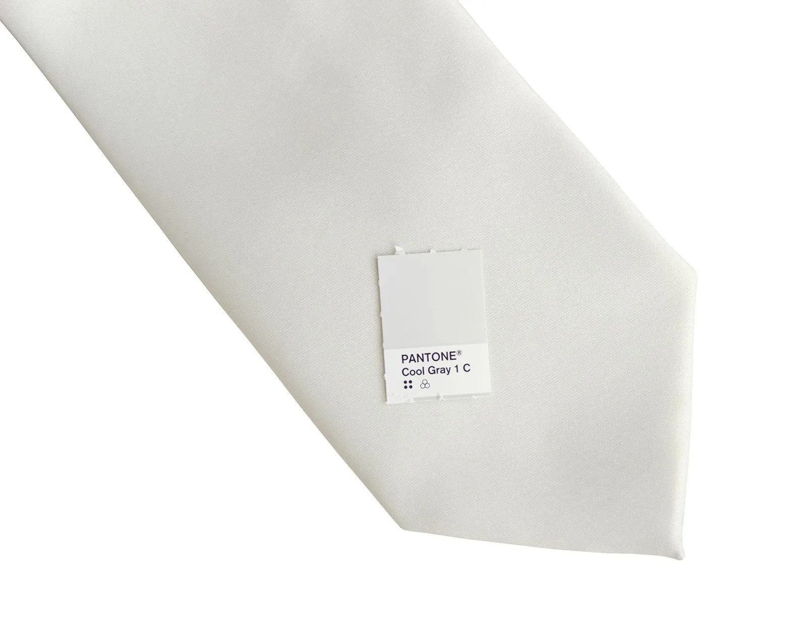 Ivory Necktie. Light Grey Solid Color Satin Finish Tie, No Print