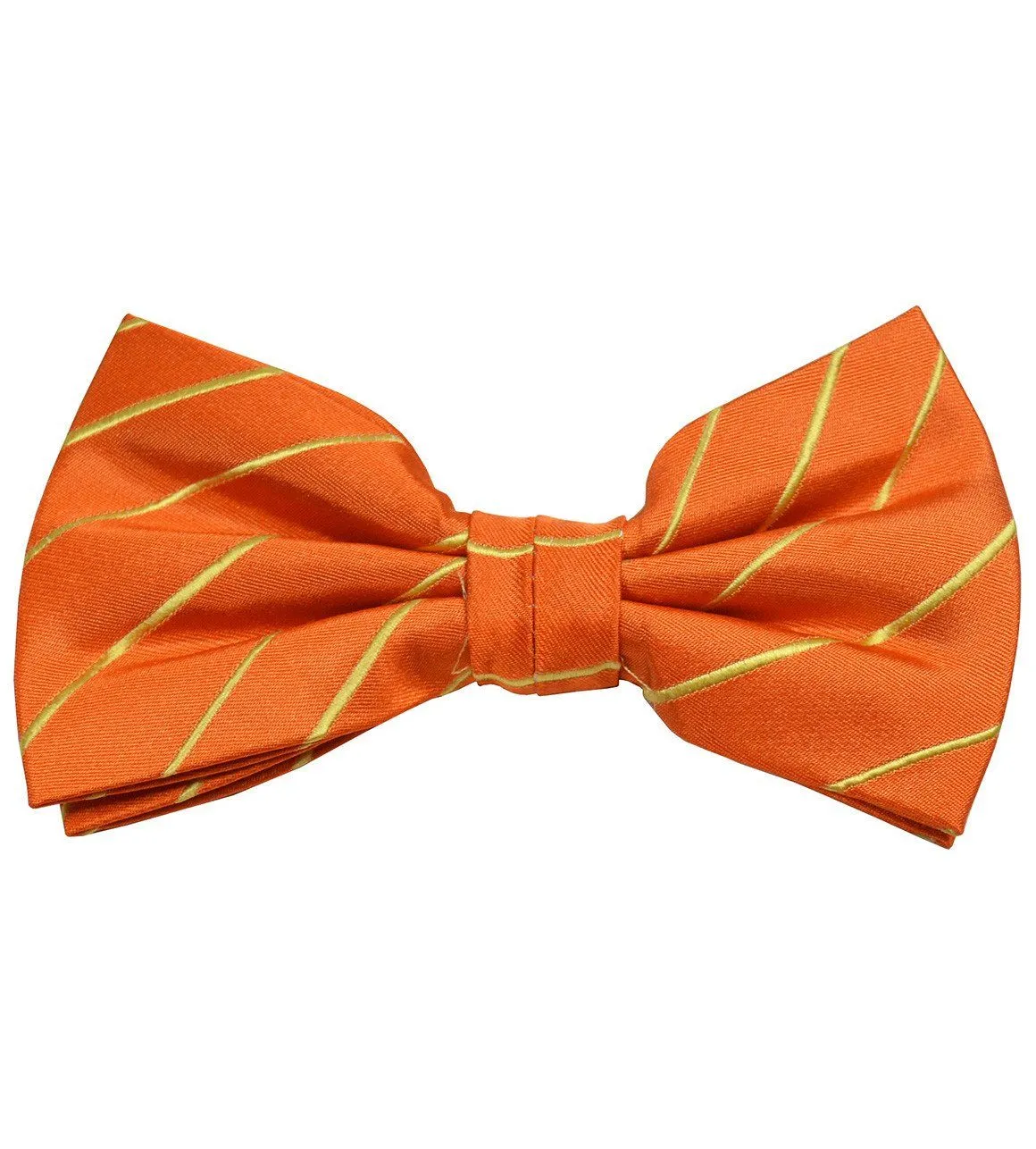 Jaffa Orange and Gold Striped Silk Bow Tie Set