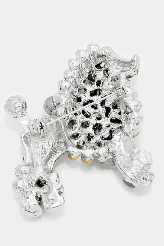 Jewel & Pearl Poodle Brooch