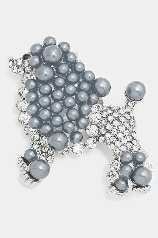 Jewel & Pearl Poodle Brooch