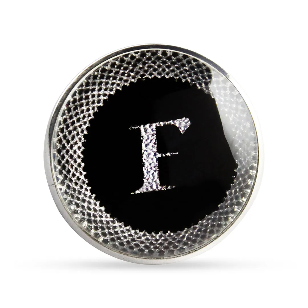 Kavove Alphabet 'F' Black Colour Lapel Pin